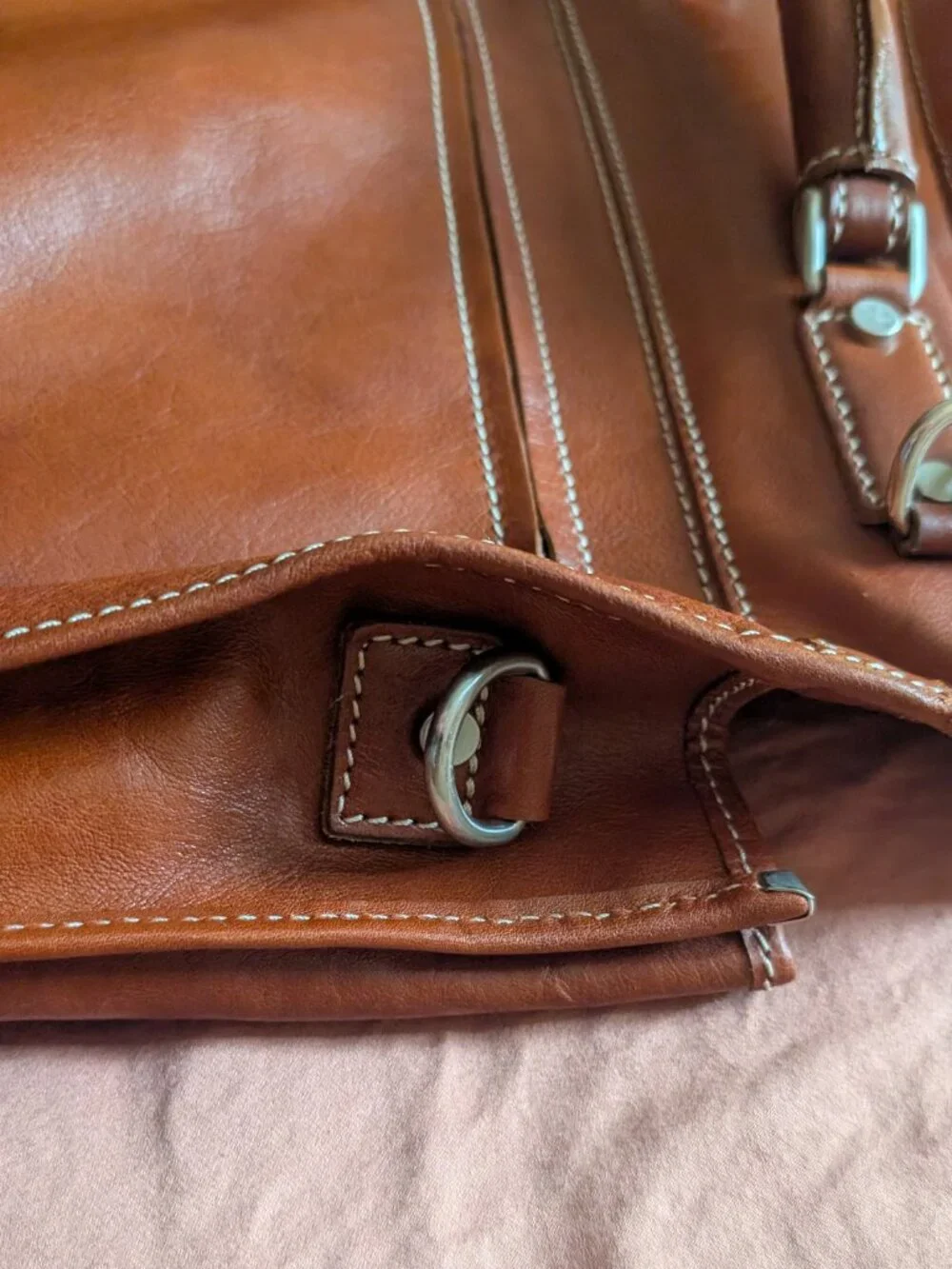 Sabani Firenze Messenger Bag Leather Handmade Italy Warm Brown